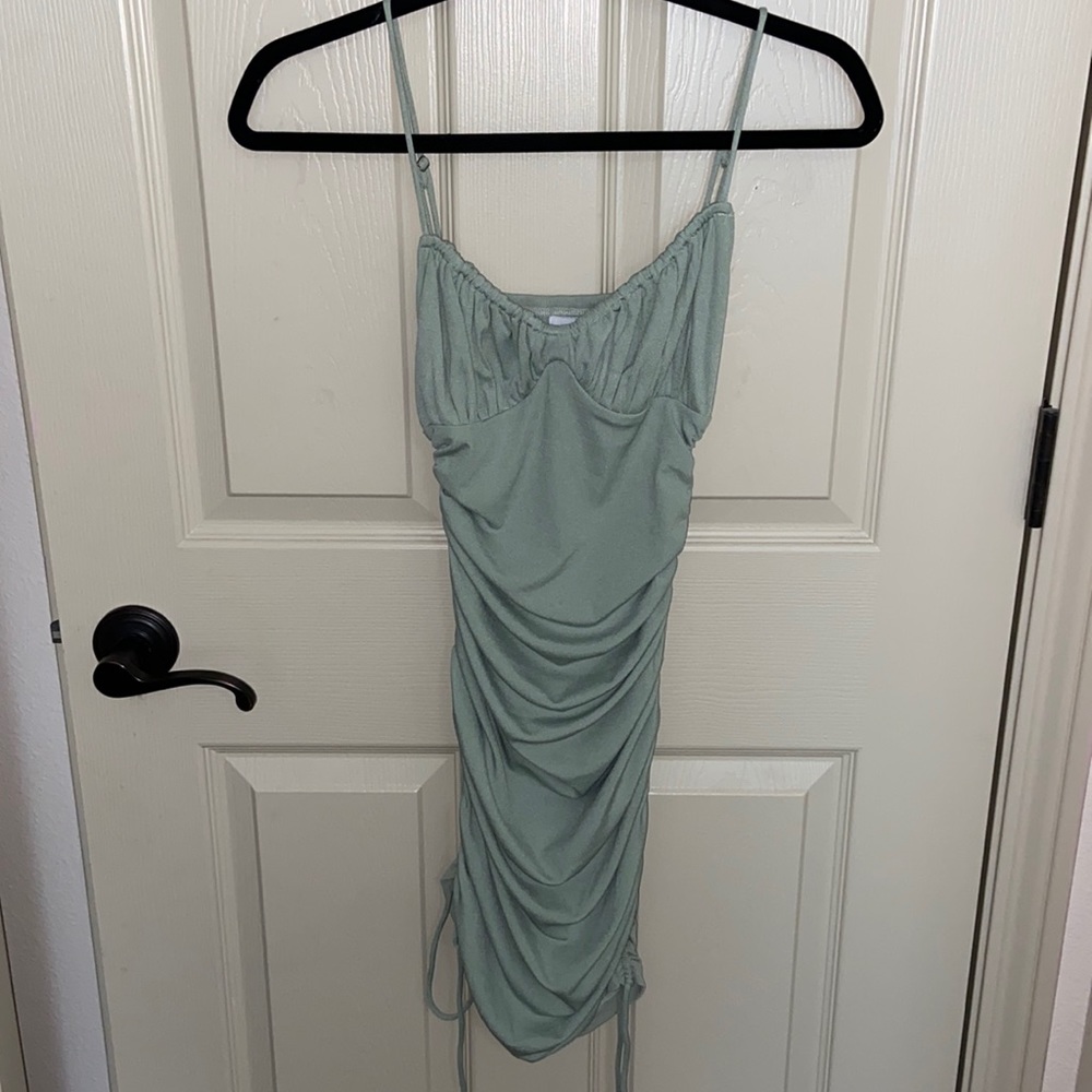 Sage Green Ruched Princess Polly Dress